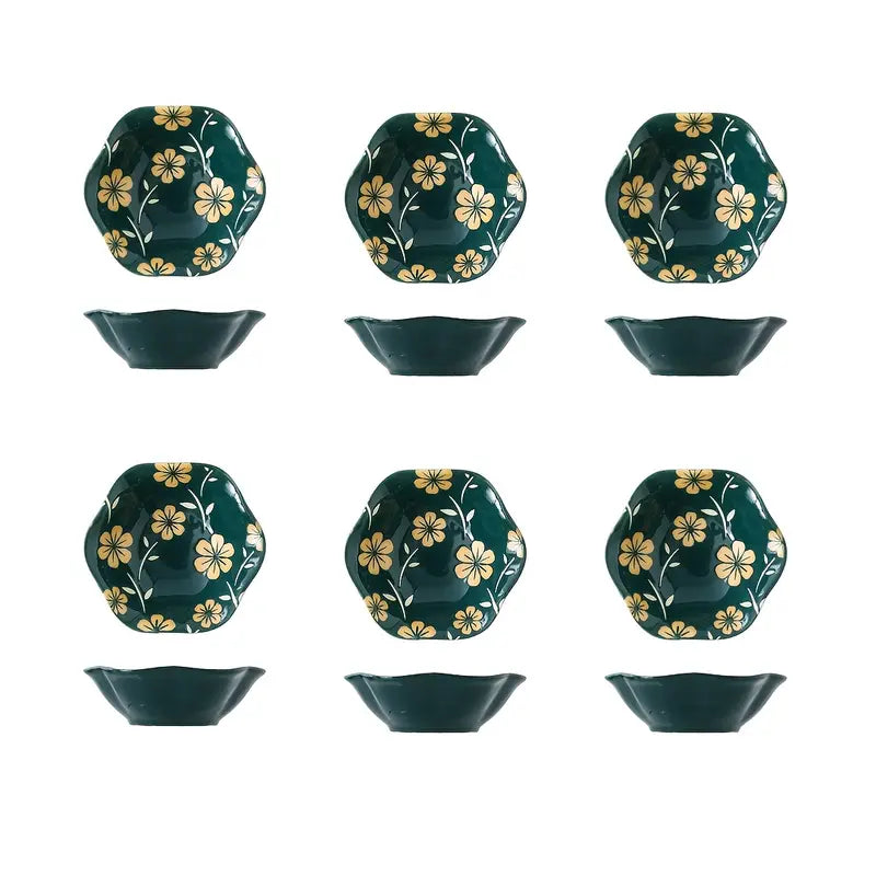 Ceramic Snack Bowls - Cherry Blossom Design Set of 6