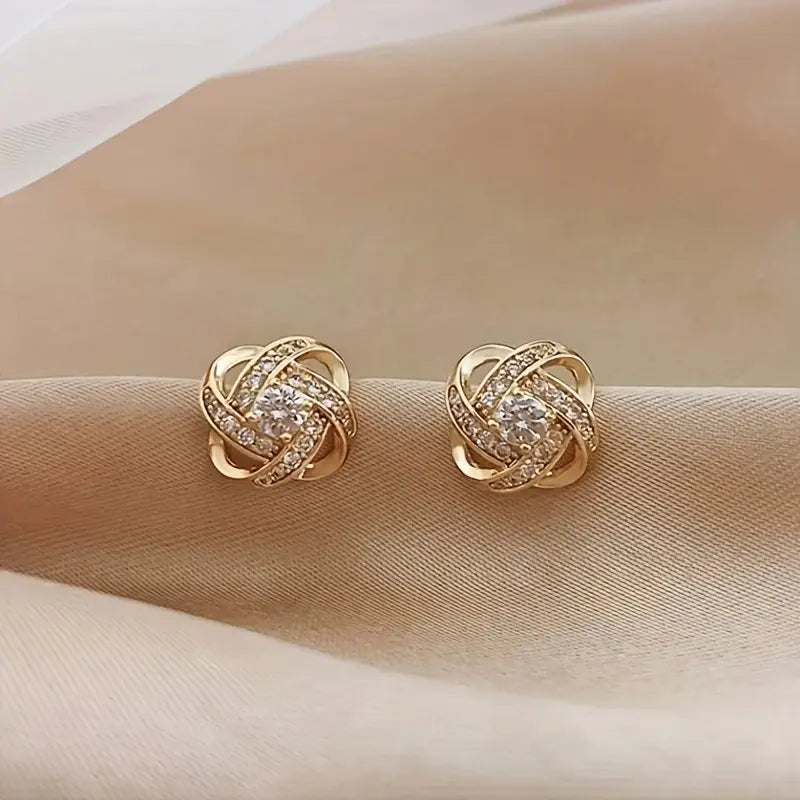 Leaf Stud Earrings - Stainless Steel Crystal Jewelry