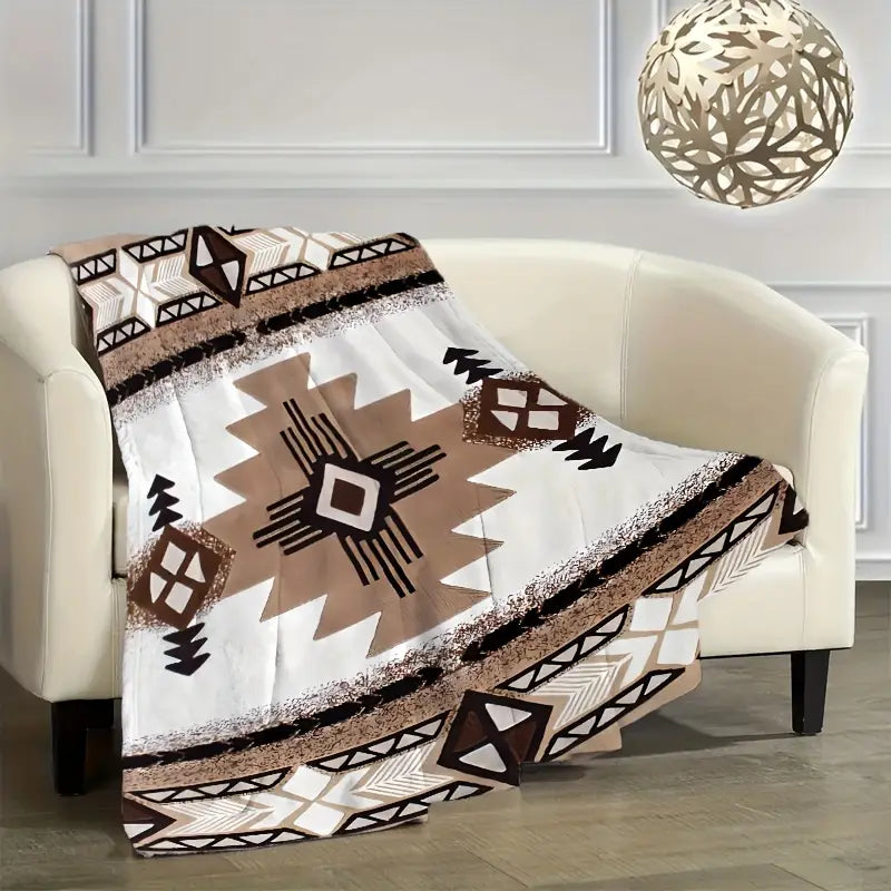 Boho Style Mixed Color Flannel Throw Blanket - Hypoallergenic, Tear-Resistant, All-Season