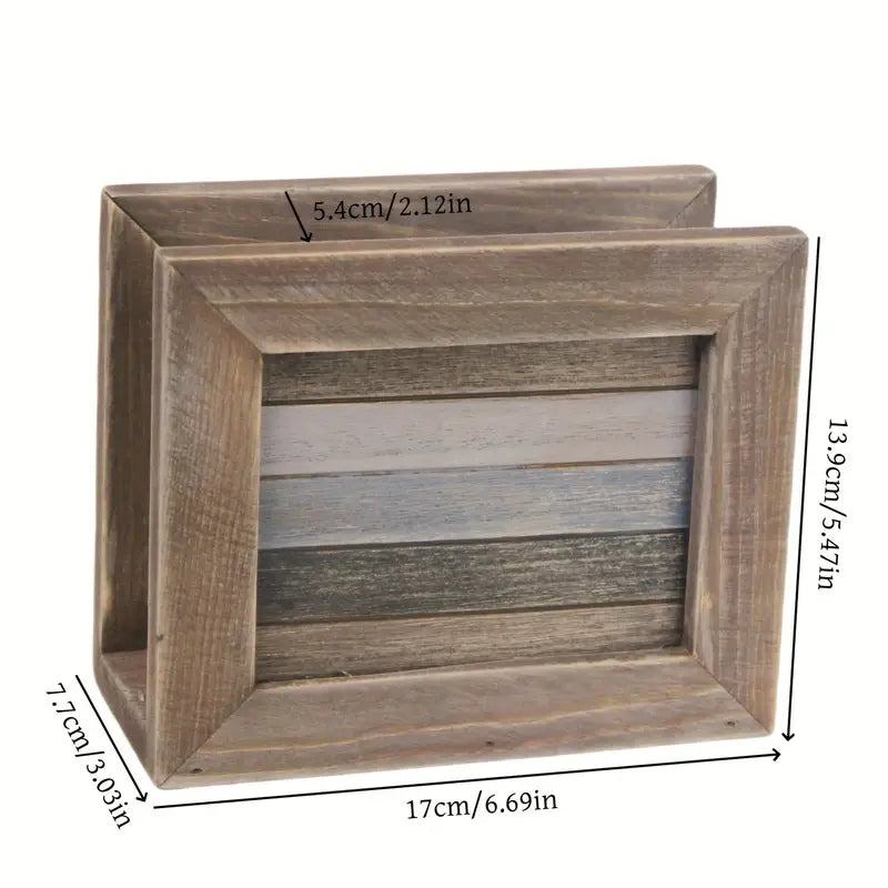 Rustic Wood Napkin Holder - Vintage Rectangular Tissue Box Dispenser