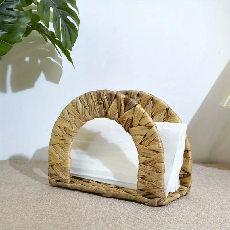 Rattan Napkin Holder - Woven, Rustic, Space-Saving Organizer