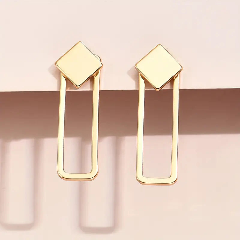 Copper Stud Earrings - Square Geometric Jewelry Women