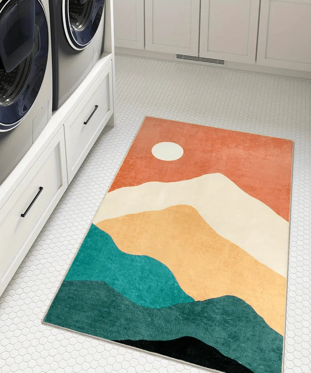 1 tapis moelleux à poils longs, antidérapant et lavable