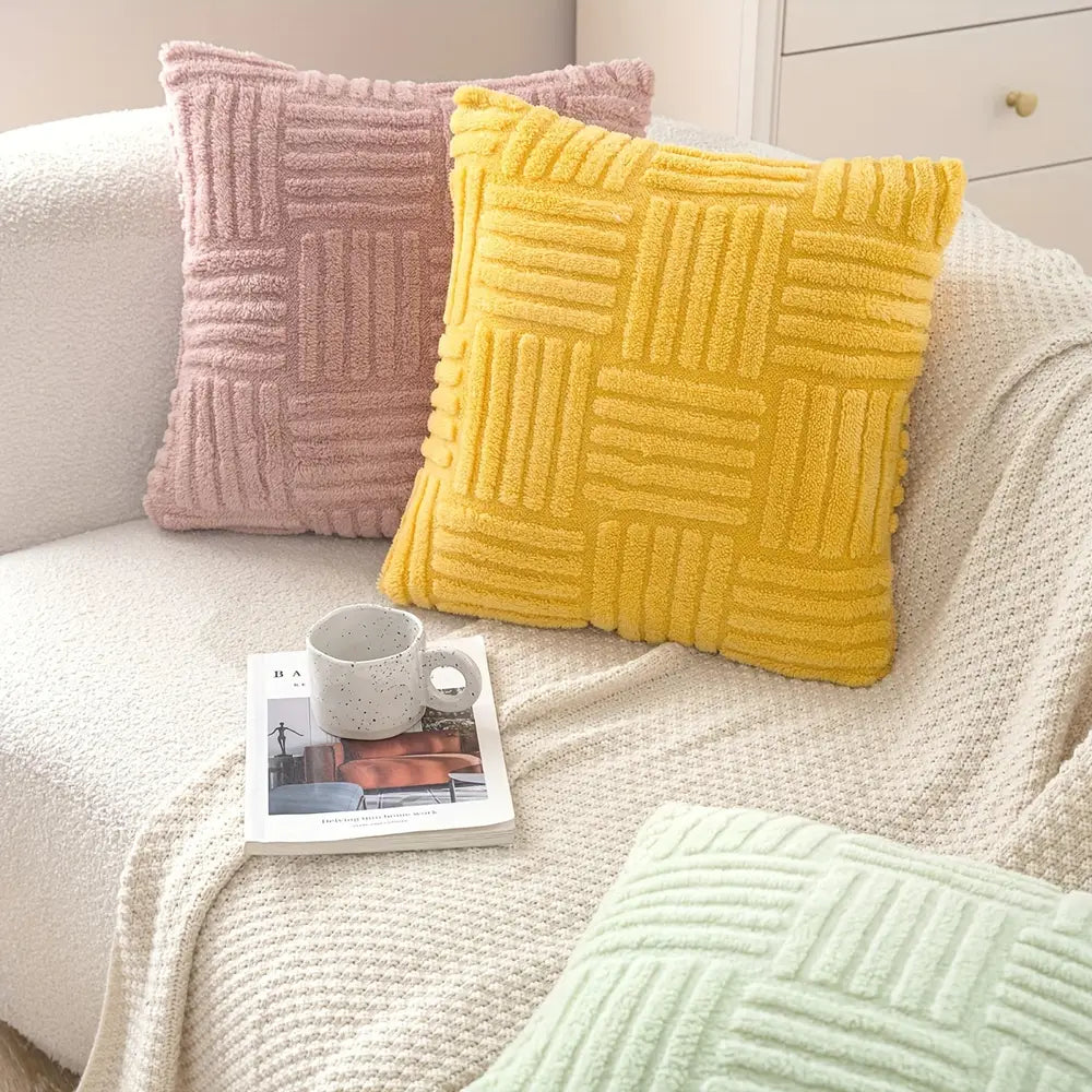 1pc, Boho Home Decorative Throw Pillow Cover, Soft Plush Striped