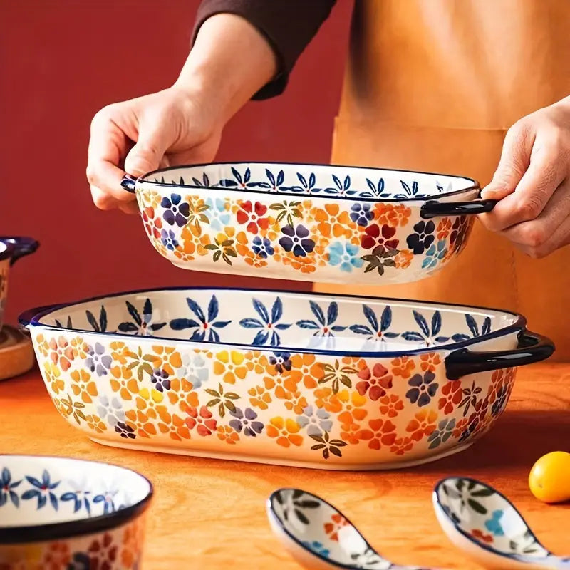 Polish Ceramic Baking Dish – 9-Inch Vintage Casserole Plate, Oven Safe