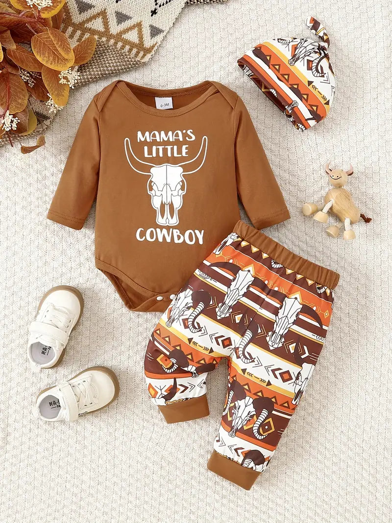 Jongensoutfitset van katoenmix - Casual body met lange mouwen, alfabetprint en bijpassende broek