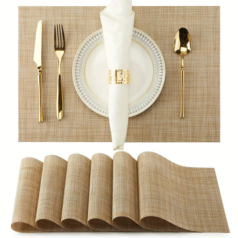 Set Of 8 Dual-color Silk Series Teslin Placemats