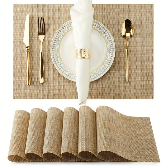 Set Of 8 Dual-color Silk Series Teslin Placemats