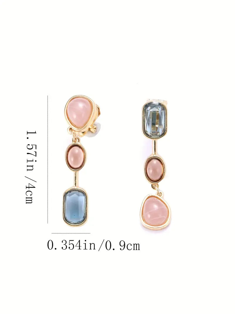 Asymmetric Geometric Tassel Clip-On Earrings – 18K Gold Plated Bohemian Jewelry Gift