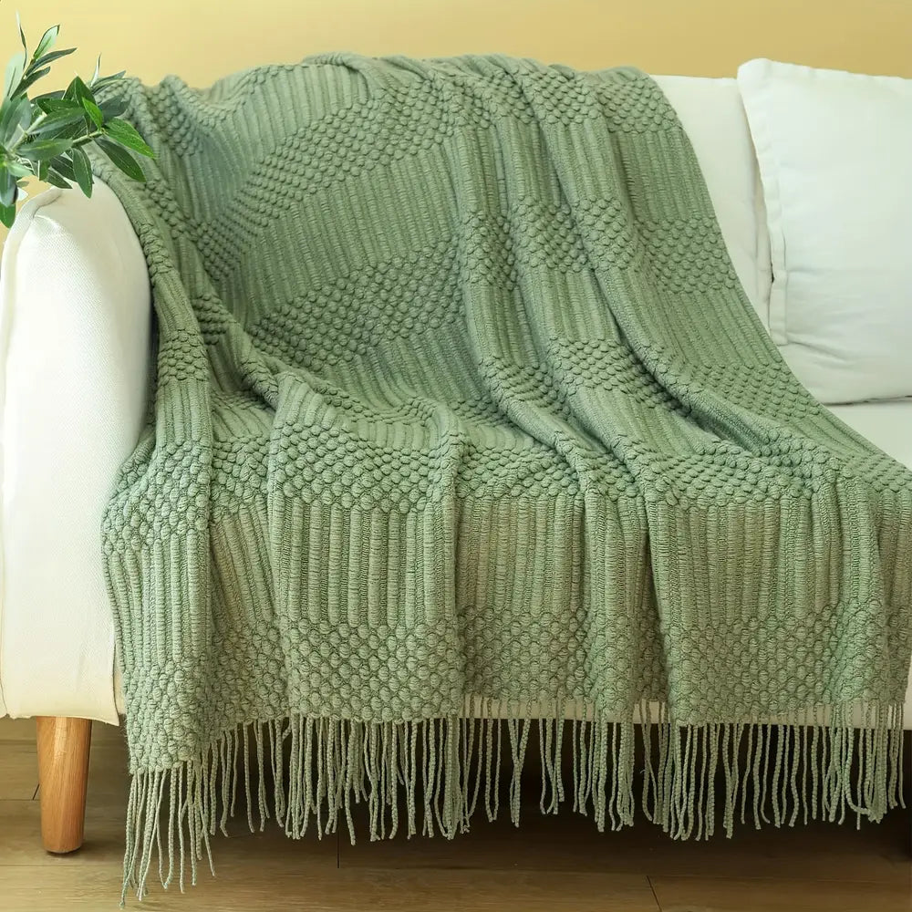 Soft & Cozy Textured Throw Blanket - Stain-Resistant, Versatile Knit