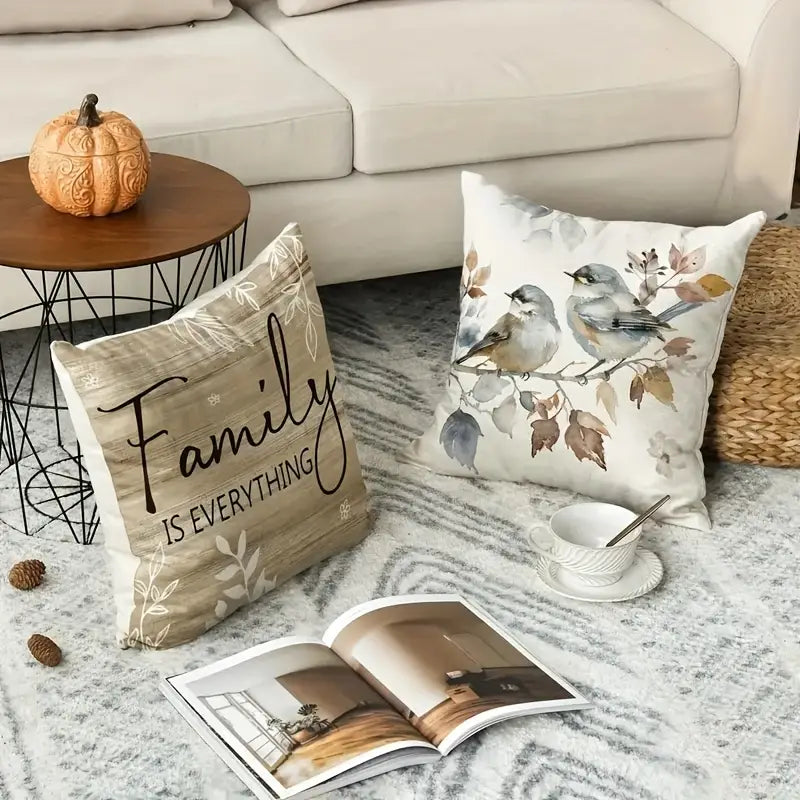 Lot de 4 housses de coussin élégantes de style chinois – Motif oiseaux et fleurs pour la maison et le bureau