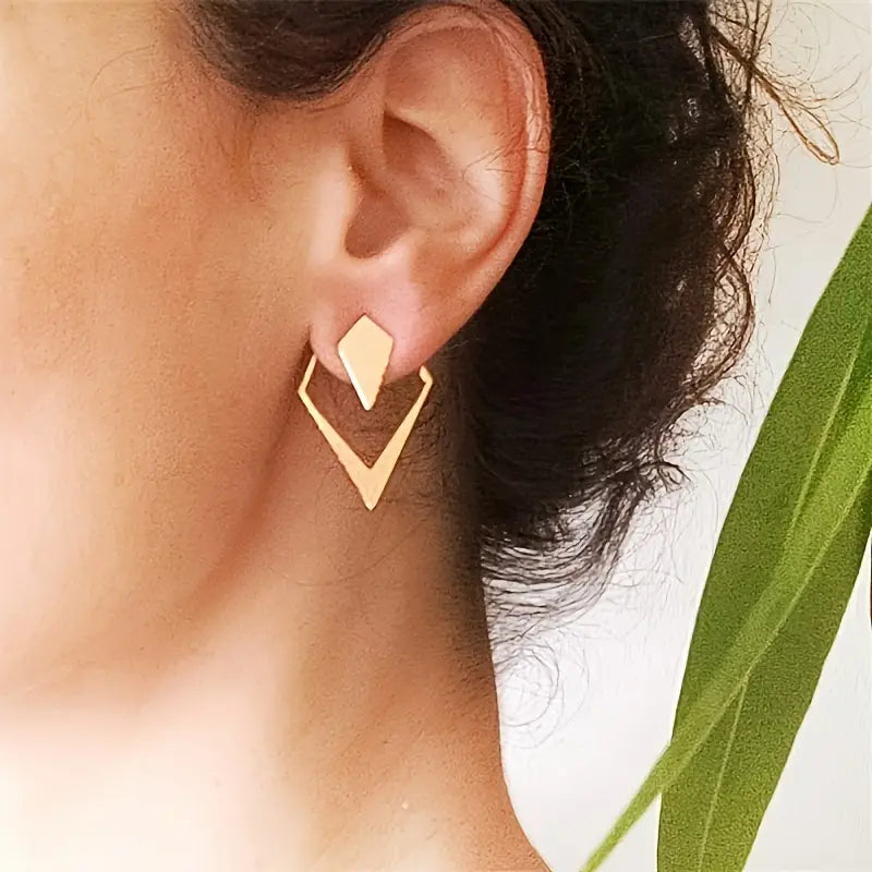 French-Inspired Geometric Arrow Stud Earrings – Nickel-Free Brass Jewelry for Any Occasion