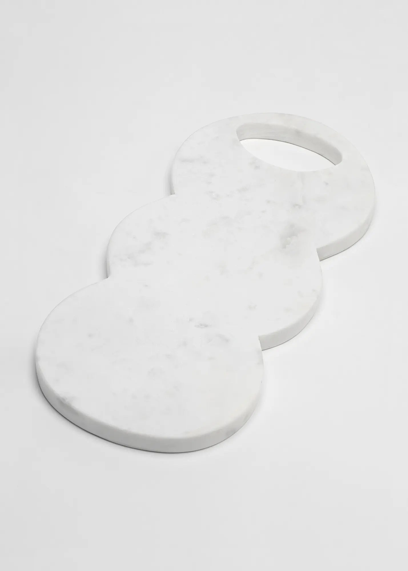 White Marble Serving Tray Cloud Design - Donut Shape