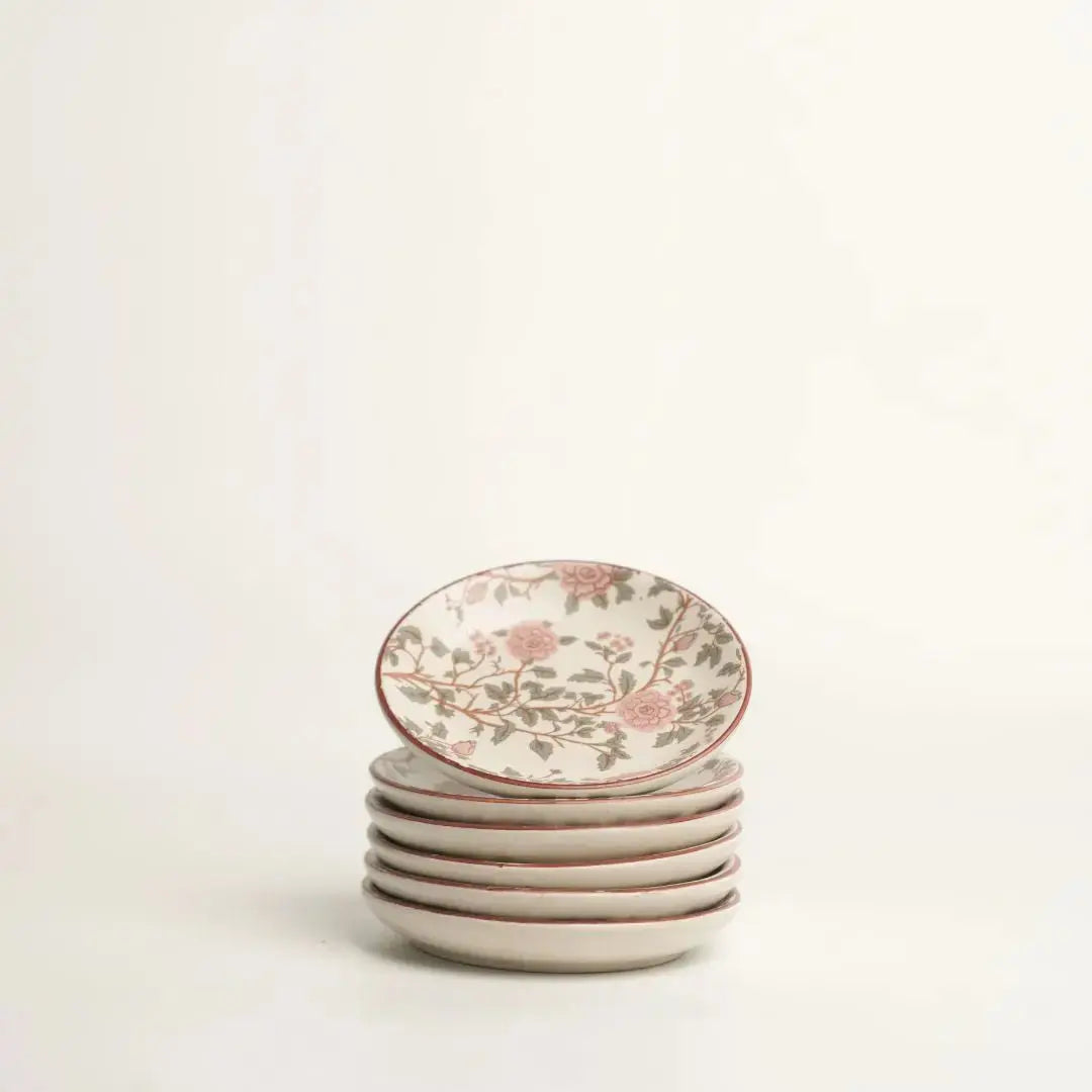 Handcrafted Stoneware Serving Plate - Floral Peony Print