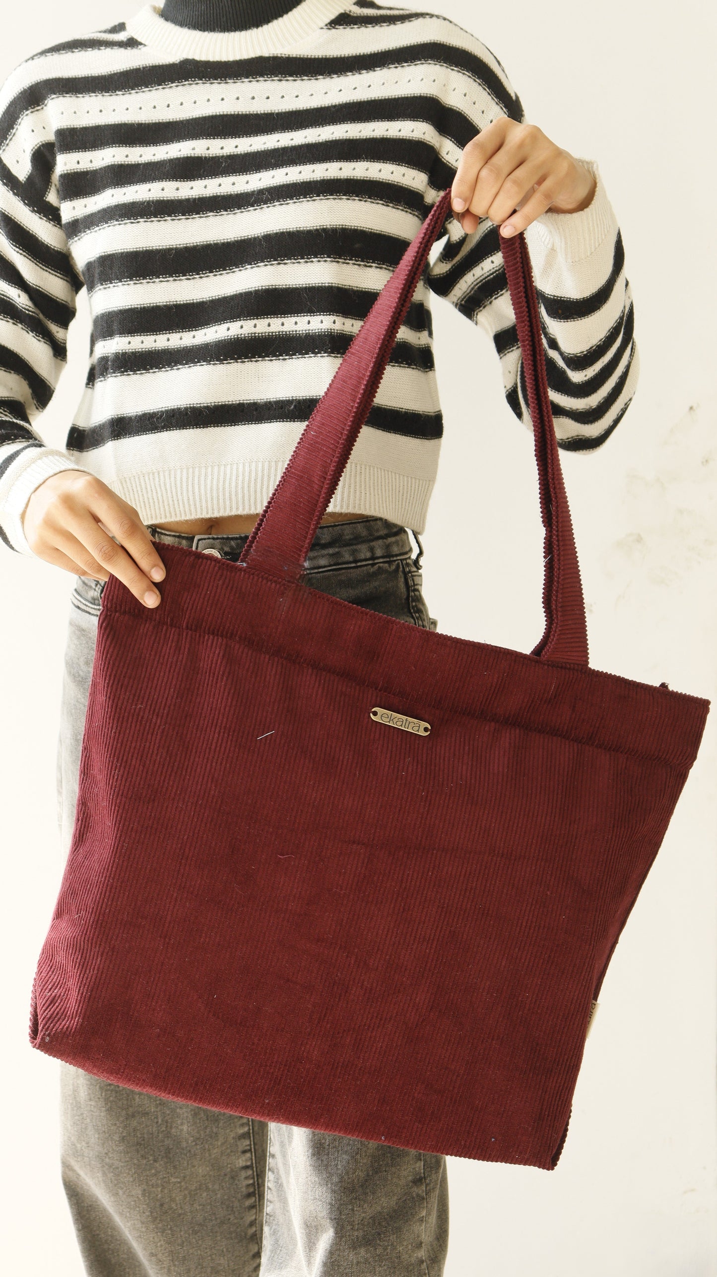 Handmade Corduroy Tote Bag With Interior Pocket - Three Colours