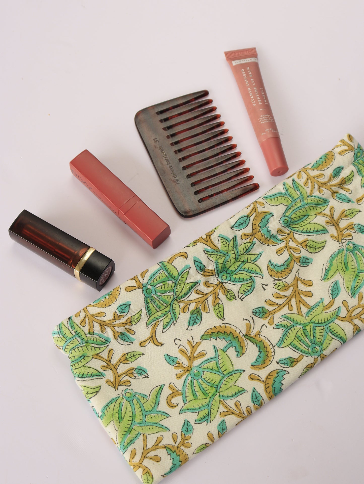 Hand-Stitched Organic Cotton Pouch With Sturdy Metal Zip - Eight Prints