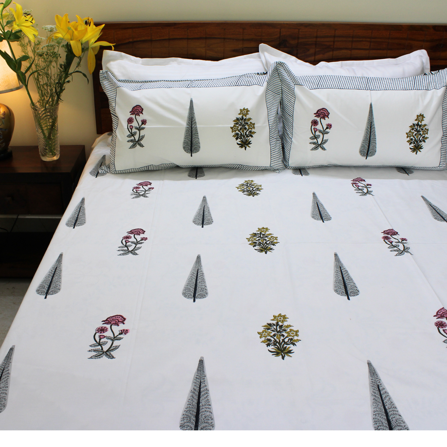 Bedsheet | Cotton Handblock Soft Breathable | Set Of 3