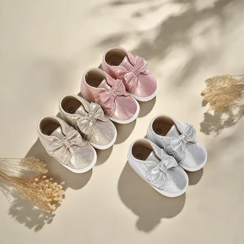 Chaussures chics à nœud pour bébé fille | Chaussures de marche souples et respirantes