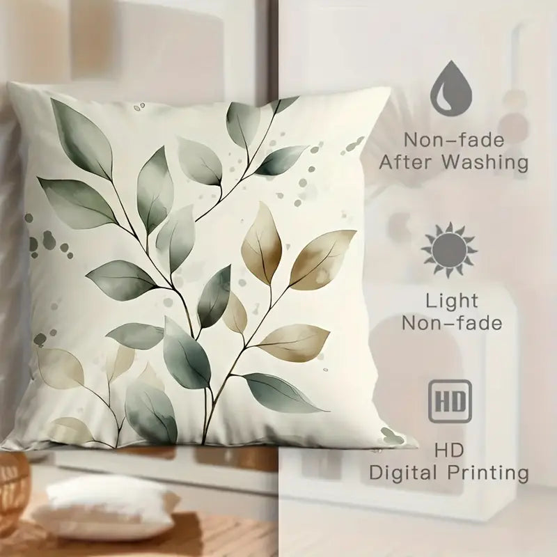 4PCS Spring Nature Leaf Pillow Covers – Machine Washable Cushion Cases for Home & Living Room