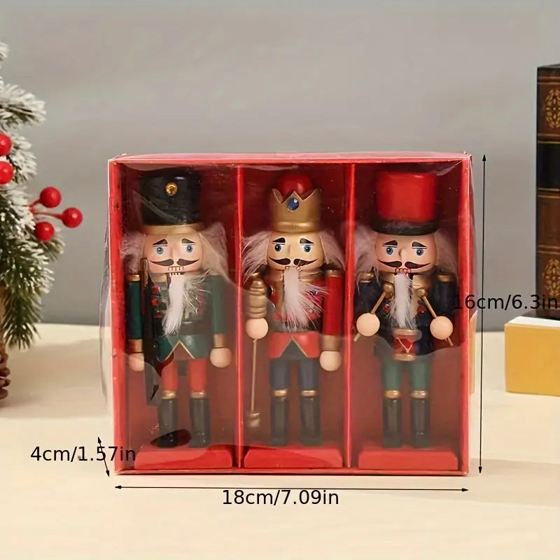 Wooden Nutcracker Set - Classic Christmas Figurines Decor Gift