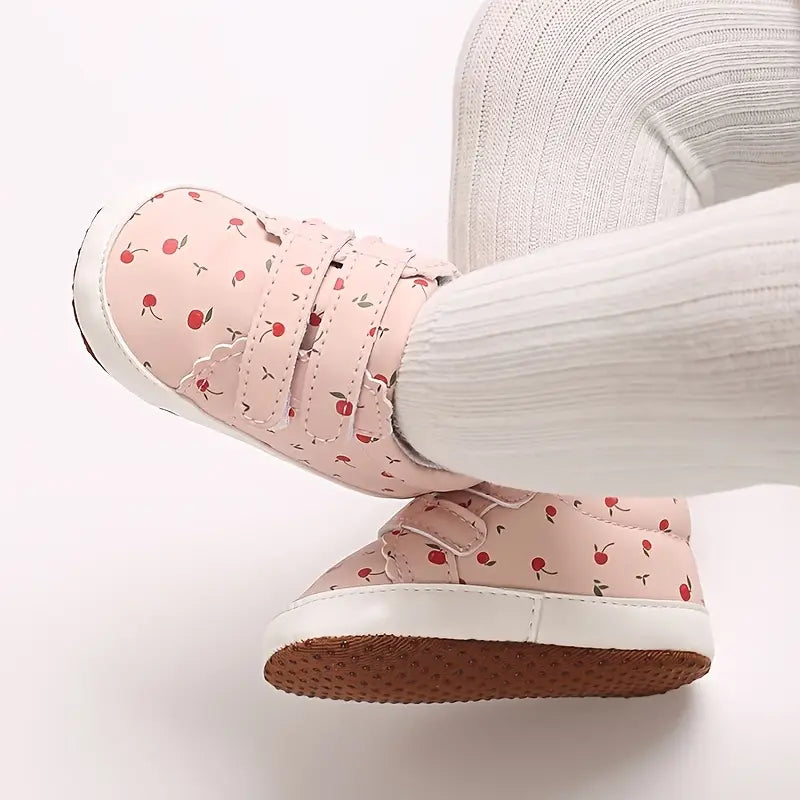 Baskets montantes pour bébé | Chaussures à motif fruité avec tige en PU, idéales pour les fêtes et le quotidien