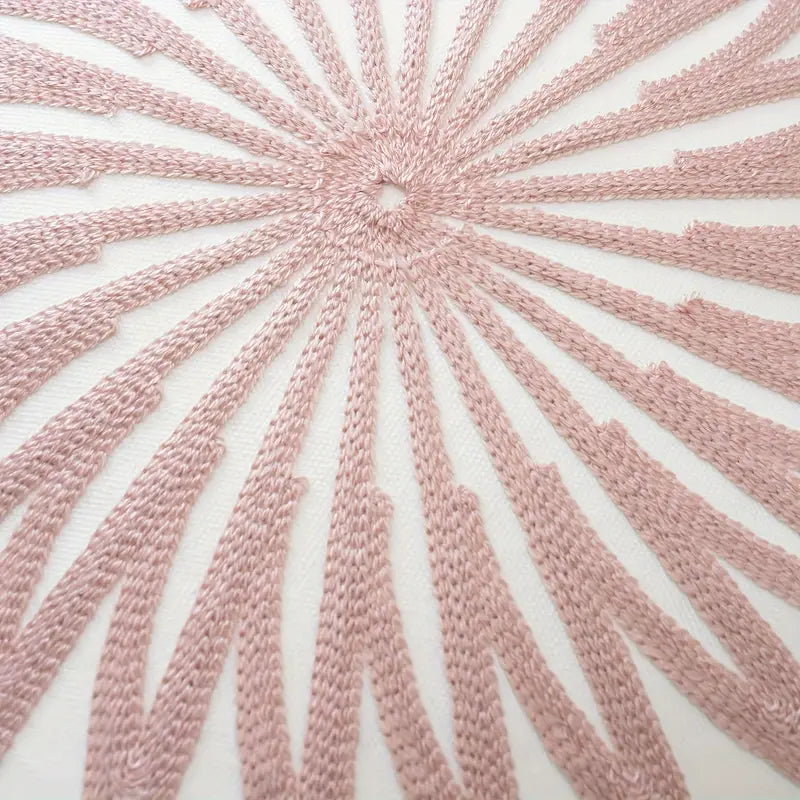 Pink Geometric Embroidered Throw Pillow Cover - Cotton, Washable