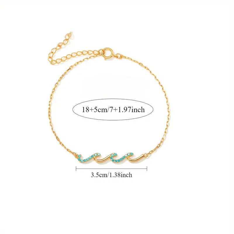 Boho Wave Bracelet Silver Cubic Zirconia CZ Gift