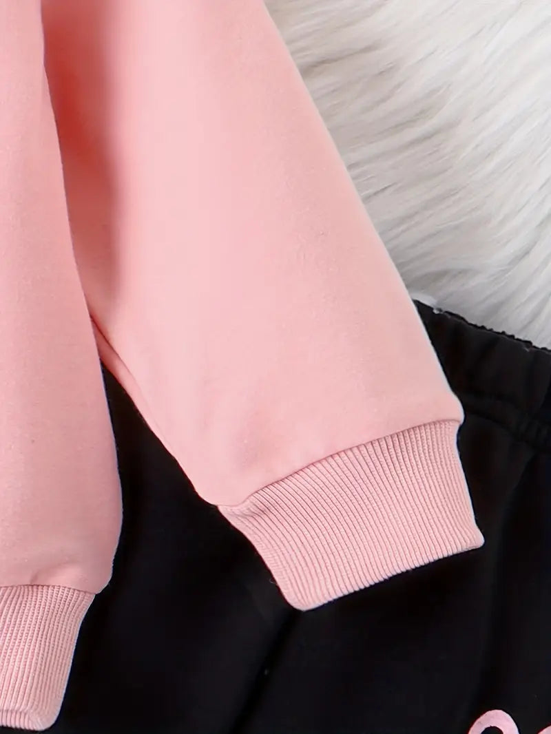 Hooded Heart Print Sweatshirt & Trousers Set | Cozy & Stylish Baby Girl Outfit