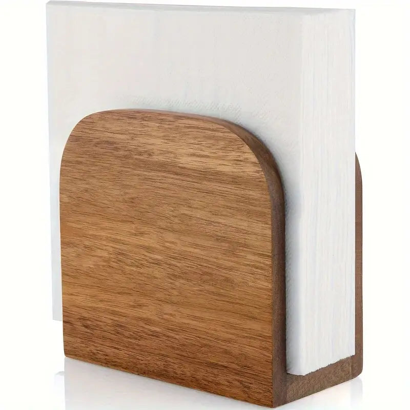 Wooden Napkin Holder - Freestanding Rectangular Tabletop Organizer
