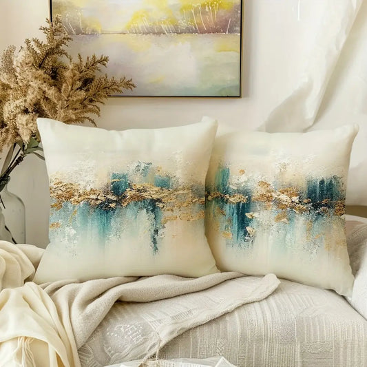 Lot de 2 housses de coussin style bohème abstrait, 45 x 45 cm