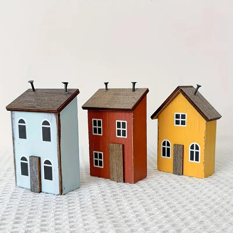 Miniature Wooden House Ornament - DIY Cabin Model Home Decor