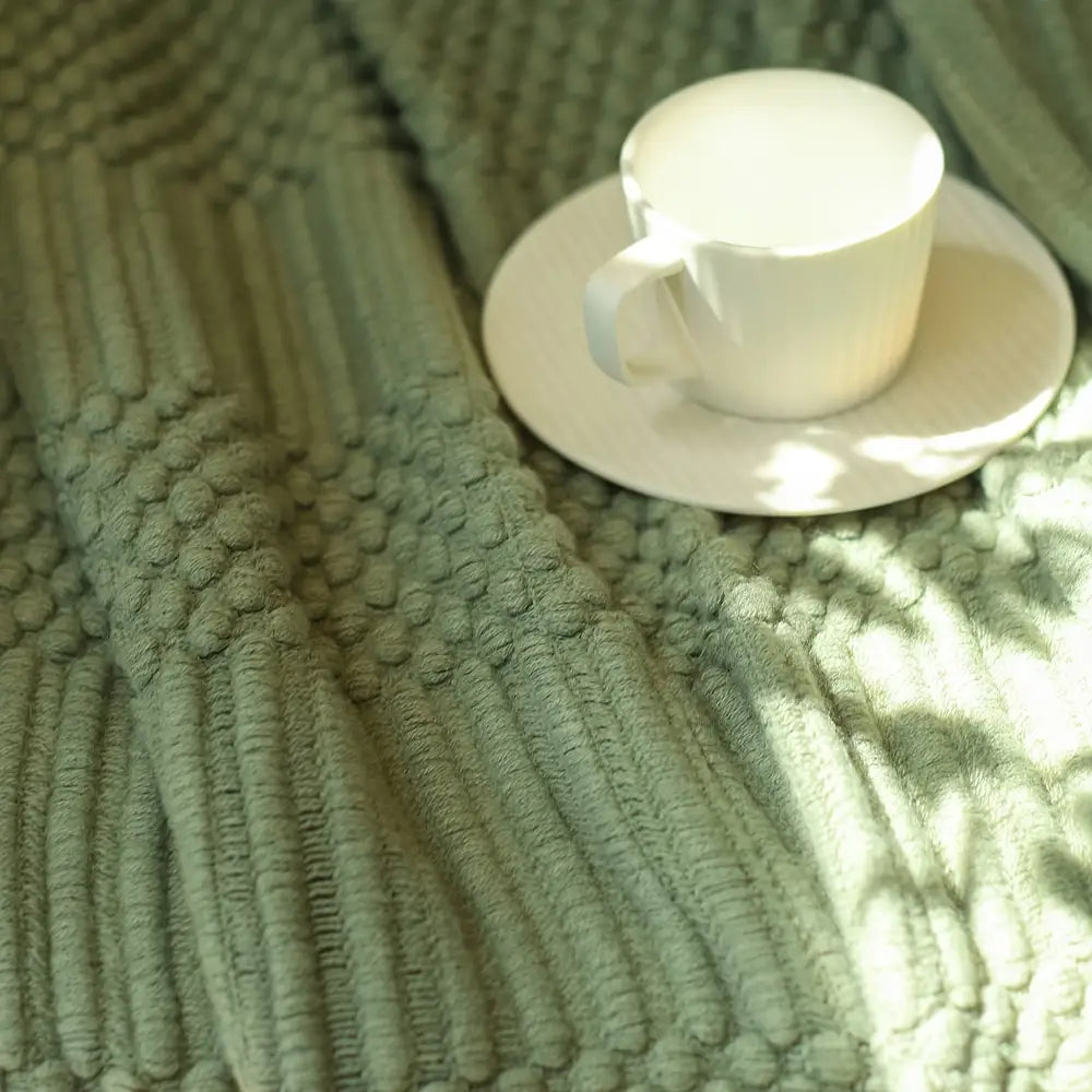Soft & Cozy Textured Throw Blanket - Stain-Resistant, Versatile Knit