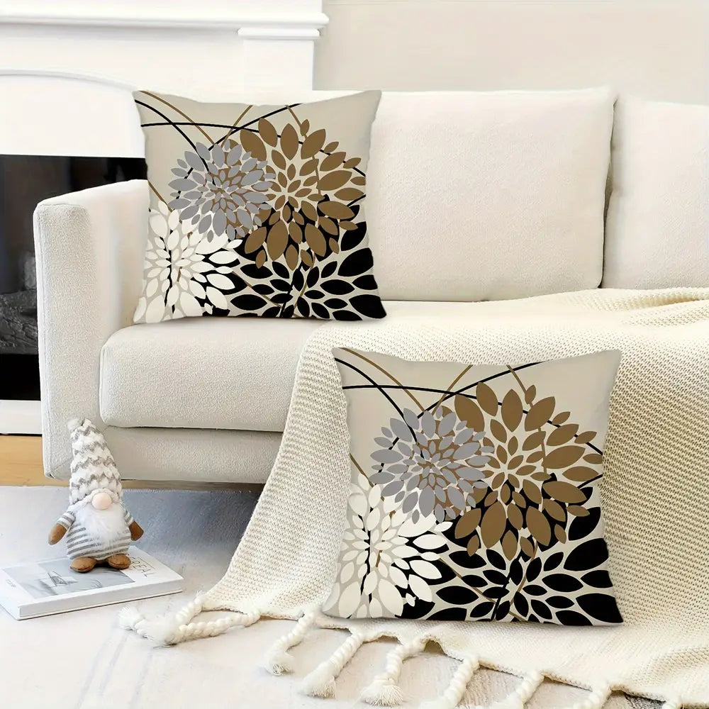2pcs Nordic Geometric Leaf Throw Pillow Covers 45.72x45.72 cm