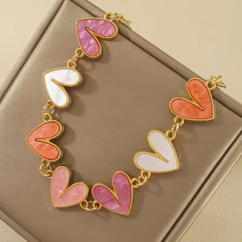 Heart Rhinestone Bracelet - Charm Bangle Jewelry