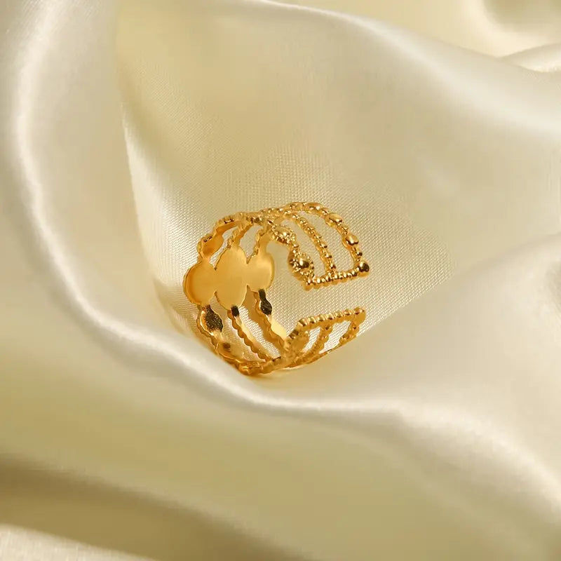 18K Gold Plated Spiked Ring - Stainless Steel Gift Jewelry