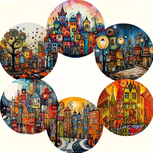 6pcs Artistic Wooden Coaster Set for Drinks