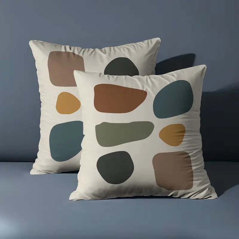 Geometric Pillow Covers 18x18 - Teal, Olive, Mustard - Modern Decor