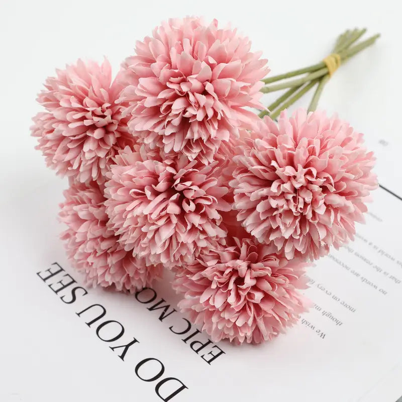 Bouquet de pissenlits artificiels et de chrysanthèmes Pong, 5 pièces – Décoration de table pour mariage et maison