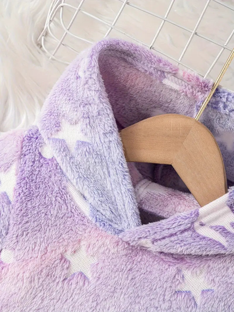 Robe polaire à capuche pour fille | Tenue de jeu mi-longue à manches longues pour l'automne et l'hiver