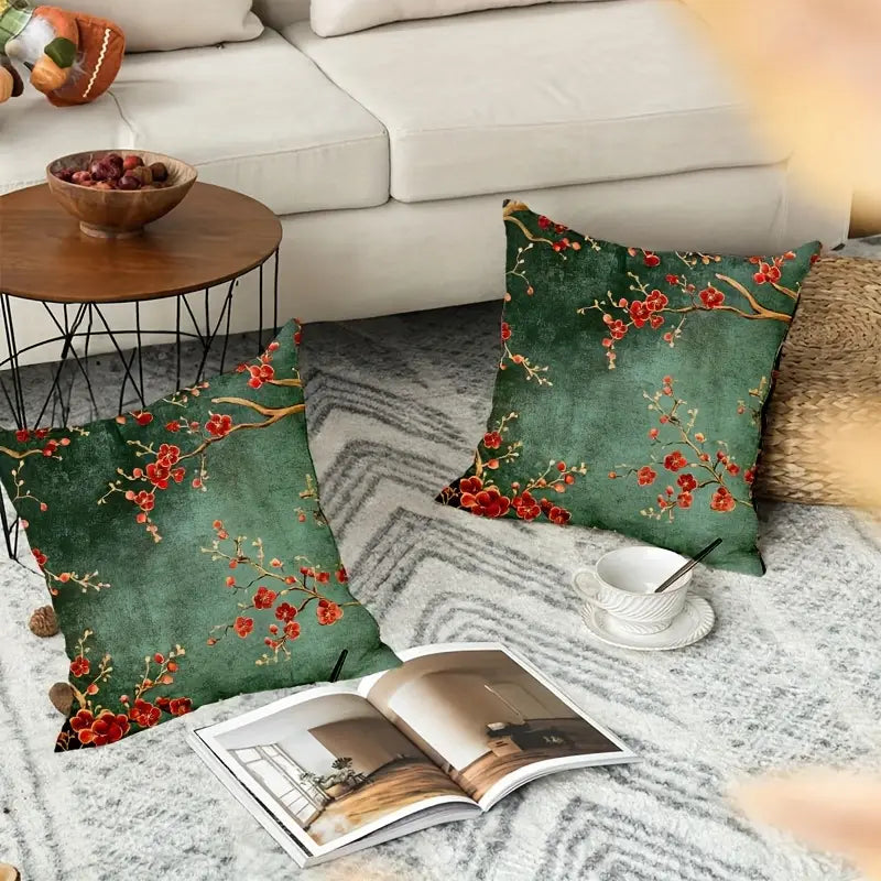 Jade Plum Pillow Covers 45x45cm - Plush Sofa Decor Washable