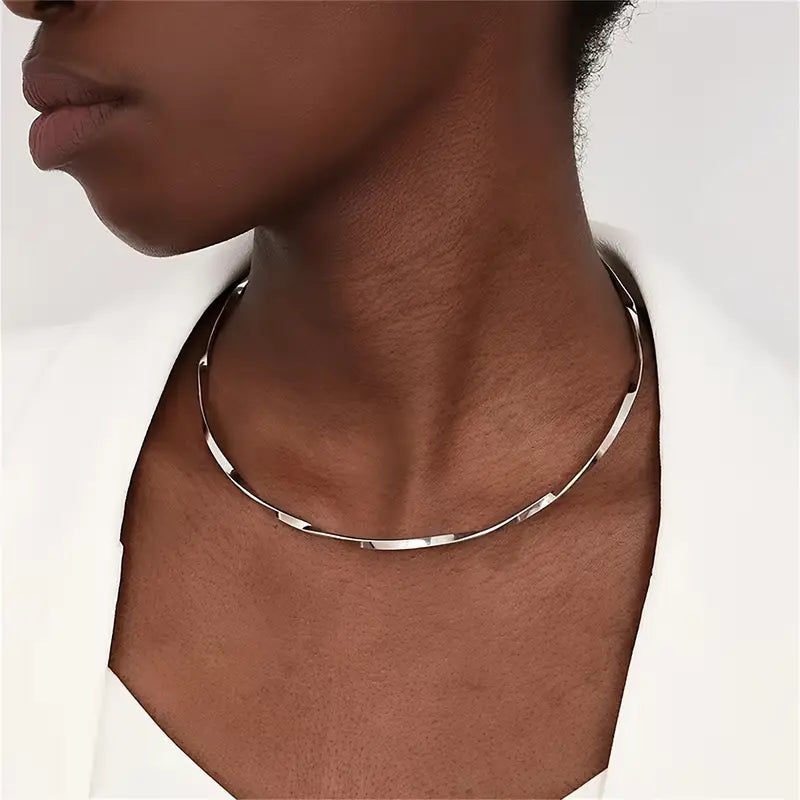 Iron Choker Necklace - Minimalist Twisted Metal Jewelry