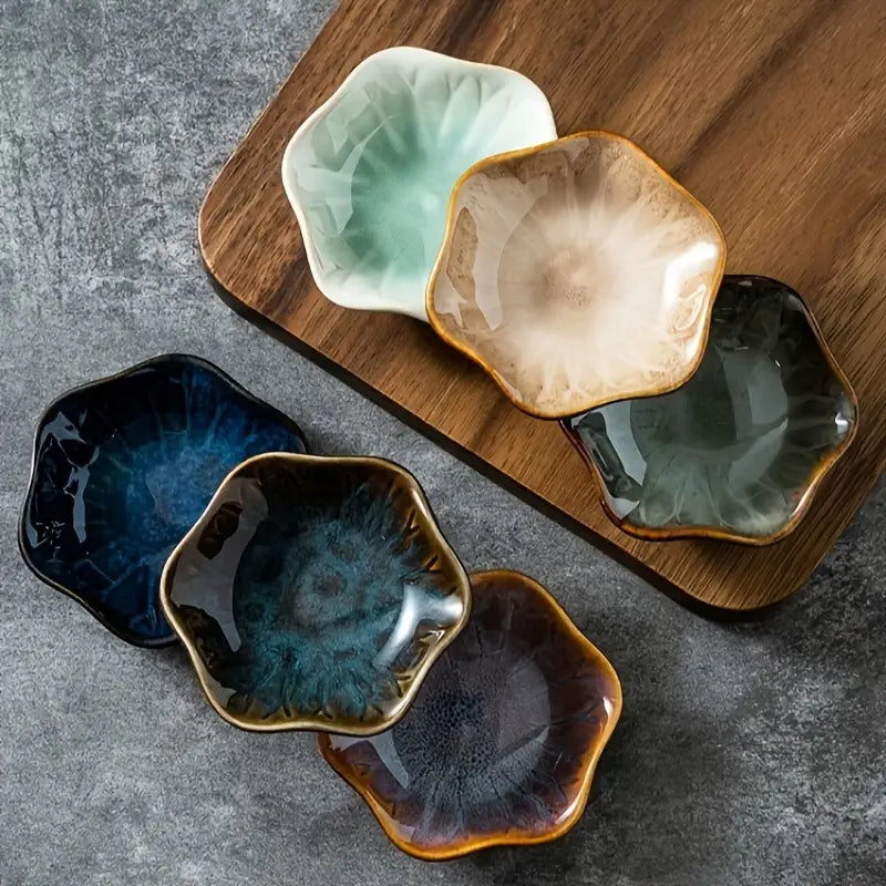 6PCS Japanese Dipping Dishes – Small Ceramic Plates for Soy Sauce & Seasonings