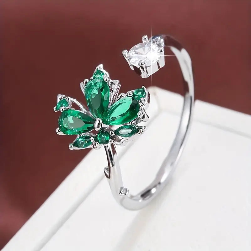 Maple Leaf Ring Women Copper Fashion Jewelry