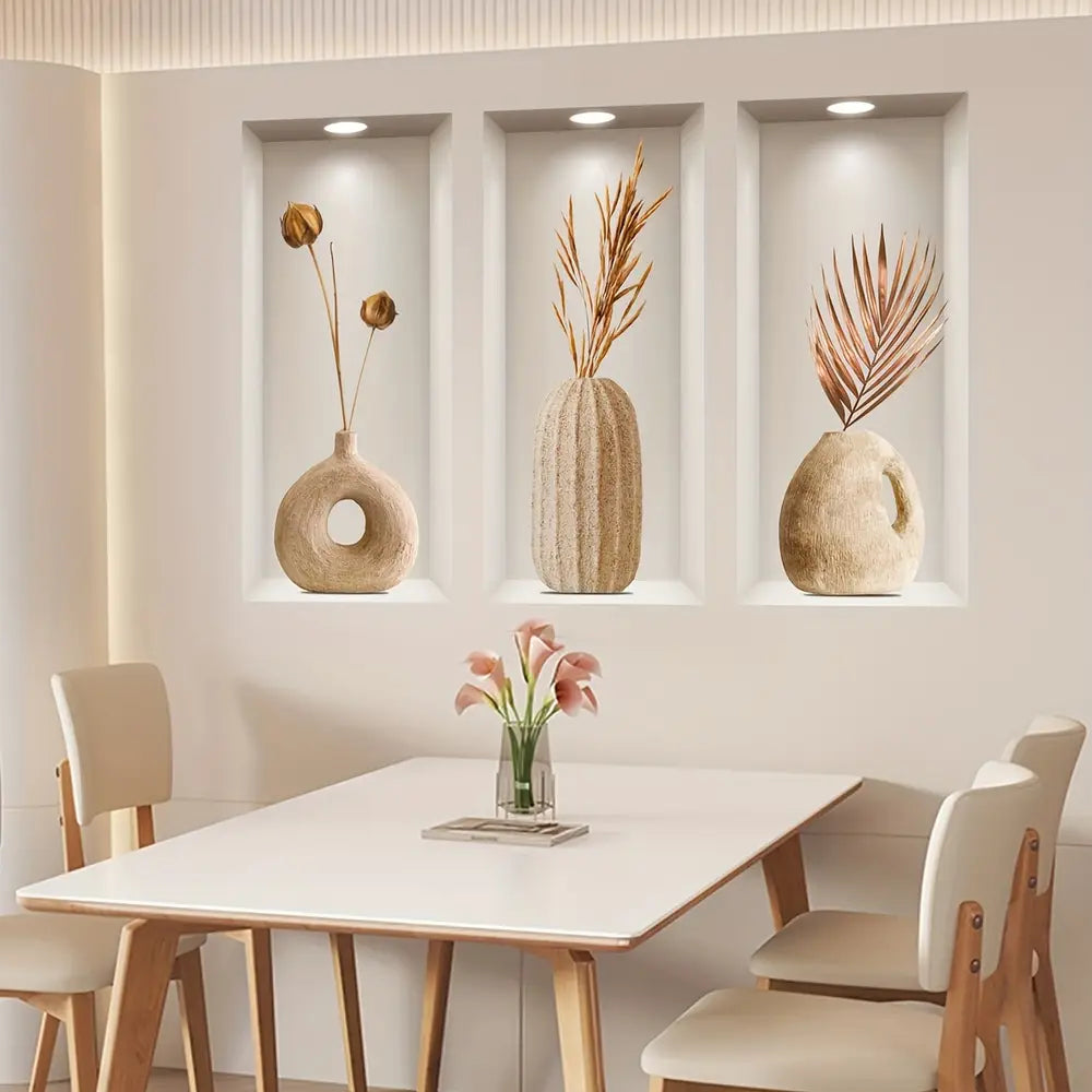 Three-dimensional 3D Effect Art Triptych Wall Sticker