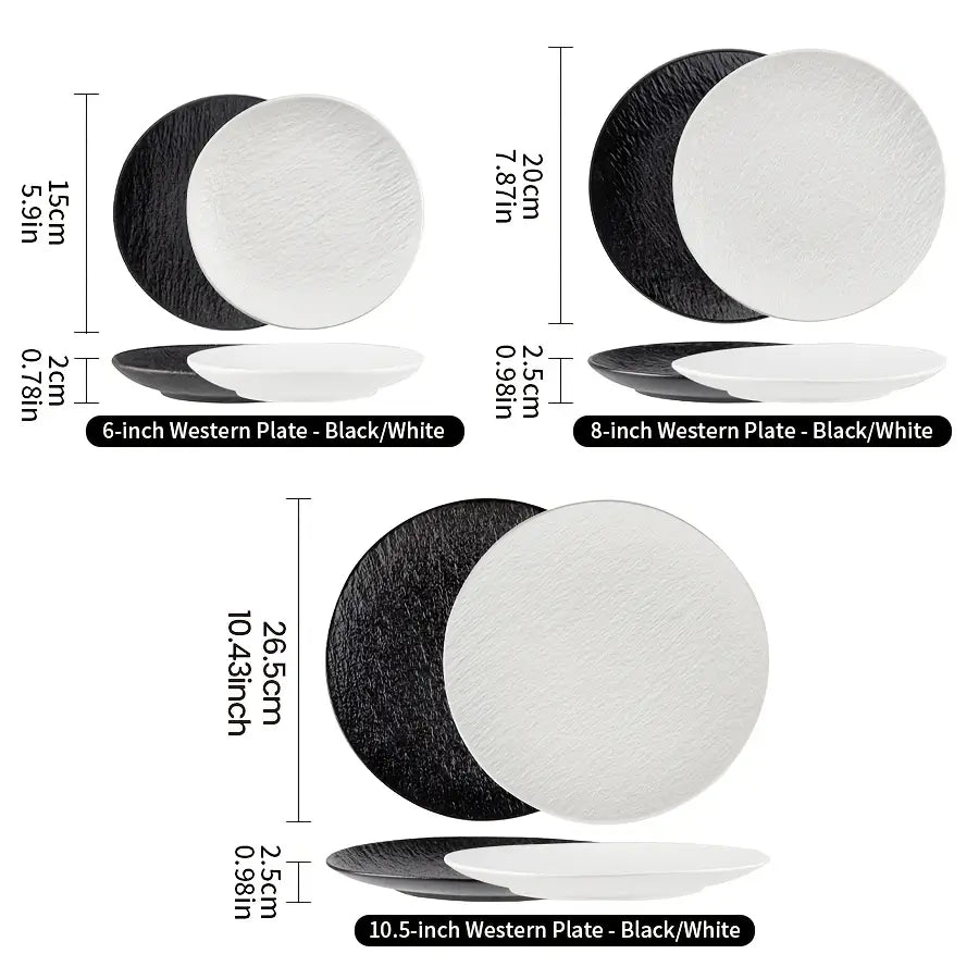 Assiette à dîner en céramique texturée motif roche, 2/4 pièces