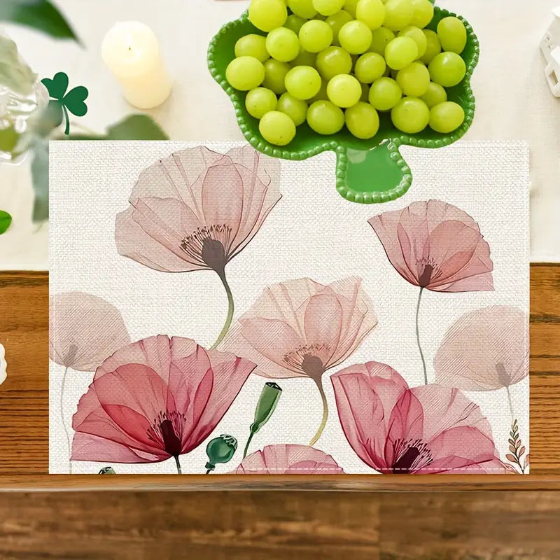 4PC Spring Farmhouse Placemats – 12x18" Washable Mats for Indoor & Outdoor