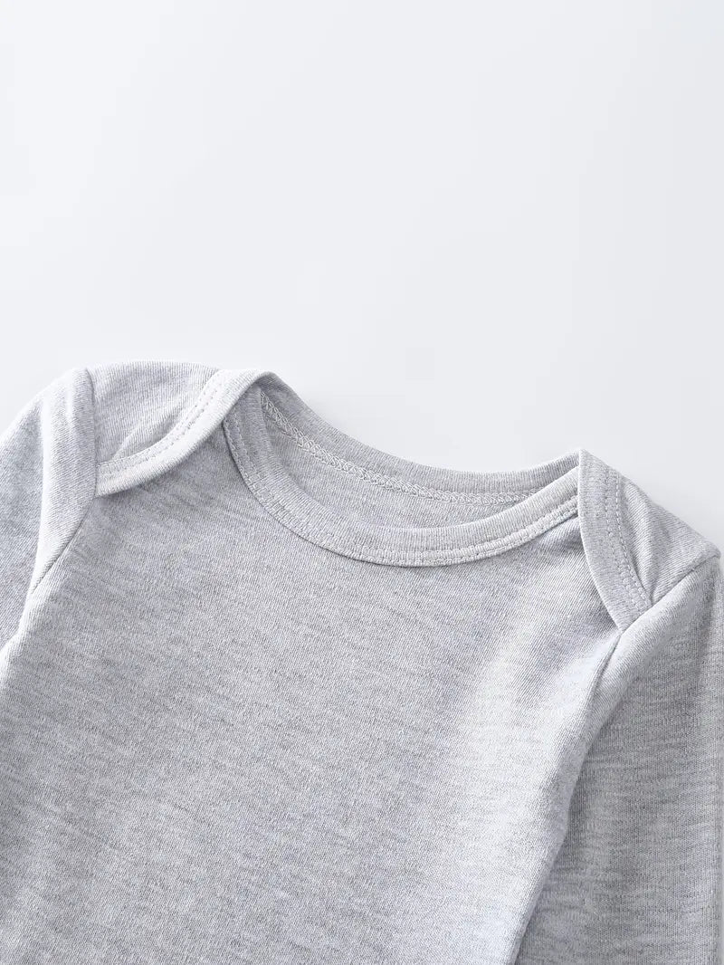 Ensemble 2 pièces en coton pour bébé garçon | Body à manches longues et pantalon en tricot uni