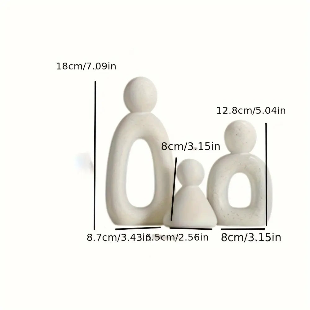 3pcs Abstract Family Resin Figurines Home Decor