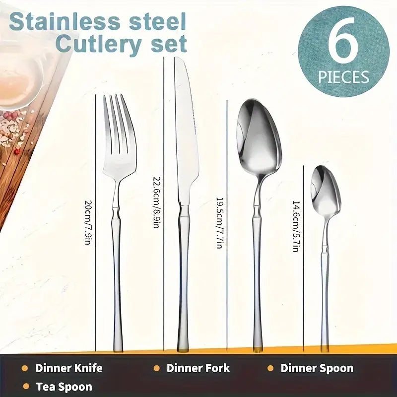 24pcs Silverware Set Gift Box - Luxury Stainless Steel Tableware with Spoon, Fork, Knife