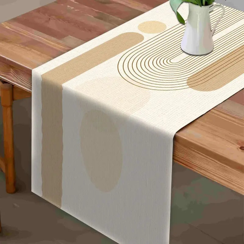 Elegant Beige Table Runner – Minimalist Polyester Decor for Dining & Holidays